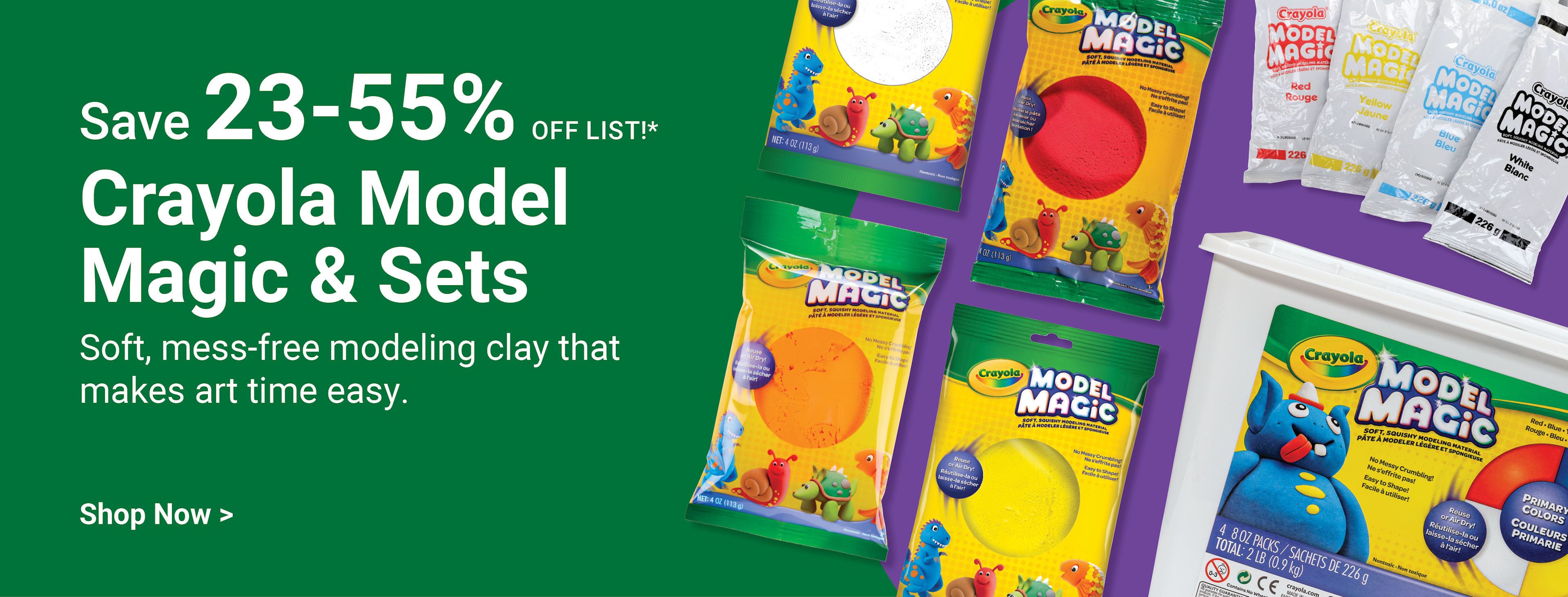 Save 23-55% off list. Crayola Model Magic and Sets. Soft, mess-free modeling clay that makes art time easy. Shop Now.
