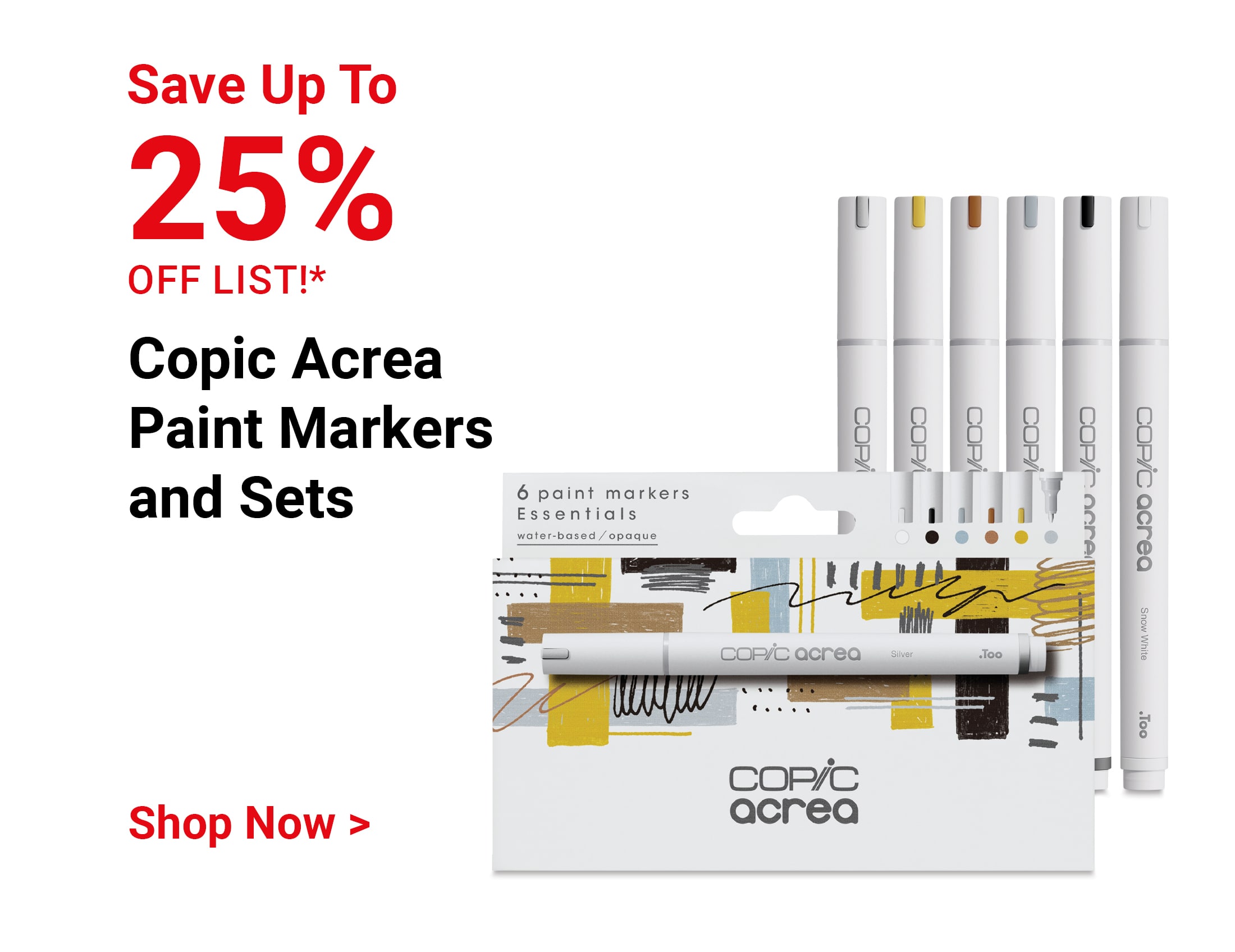 Save up to 25% off list! Copic Acrea Paint Markers and Sets. Shop Now.