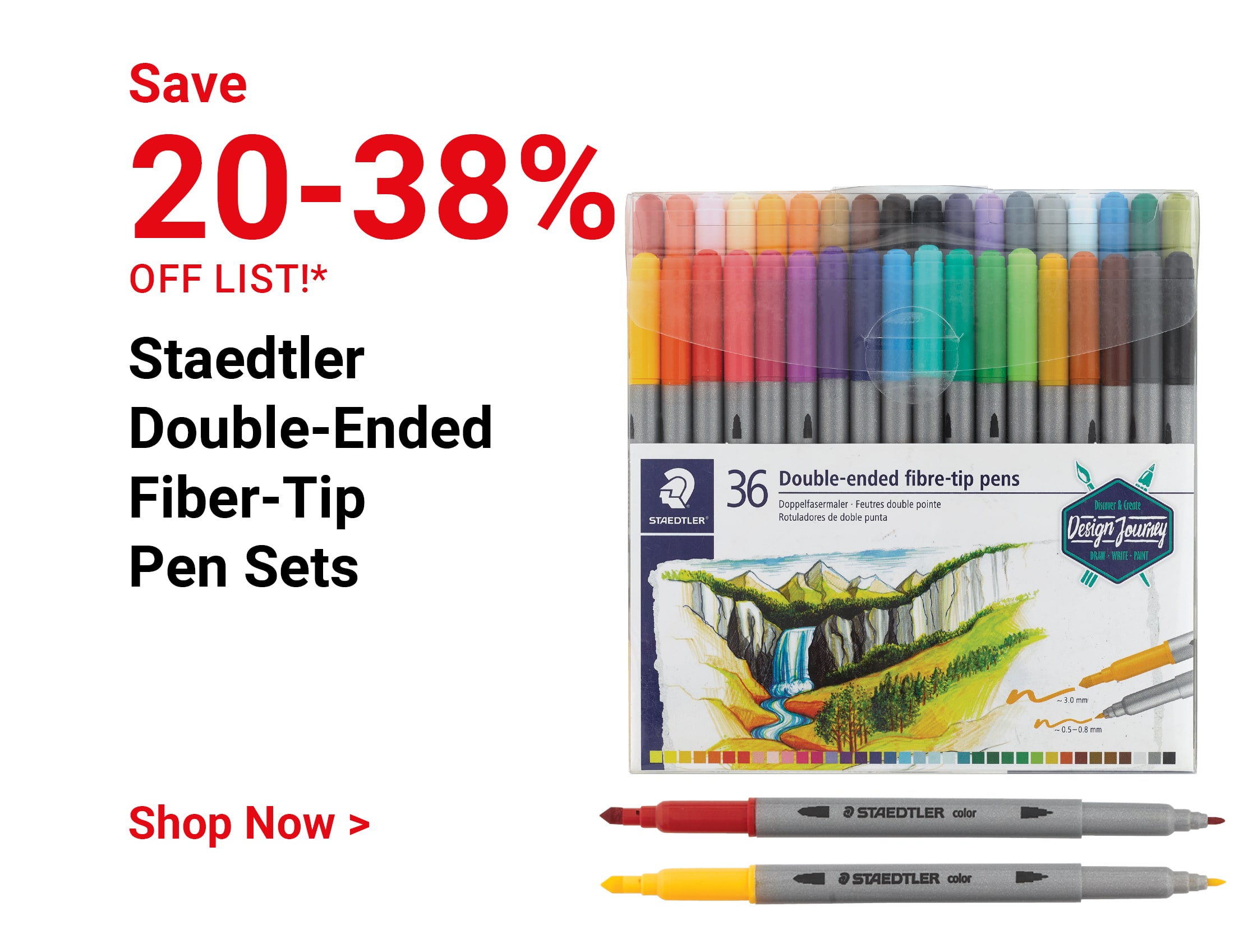 Save 20-38% off list! Staedtler Double-Ended Fiber-Tip Pen Sets. Shop Now.