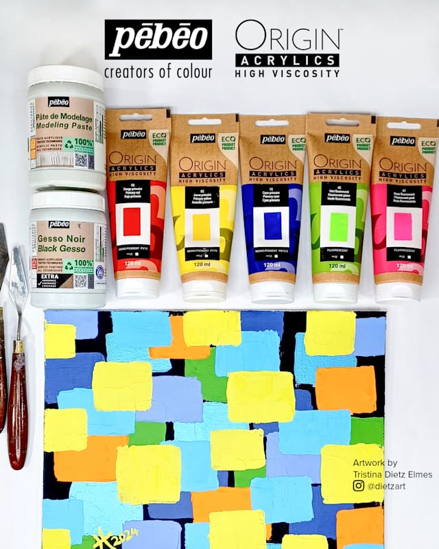 Patchwork Color Blocking with Pebeo Origin Acrylics