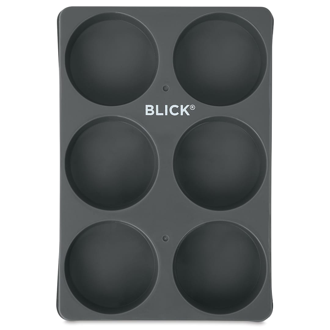 Open in modal - Blick Essentials Empty Tempera Cake Tray - 6 Wells, Large, Pkg of 12, front of tray