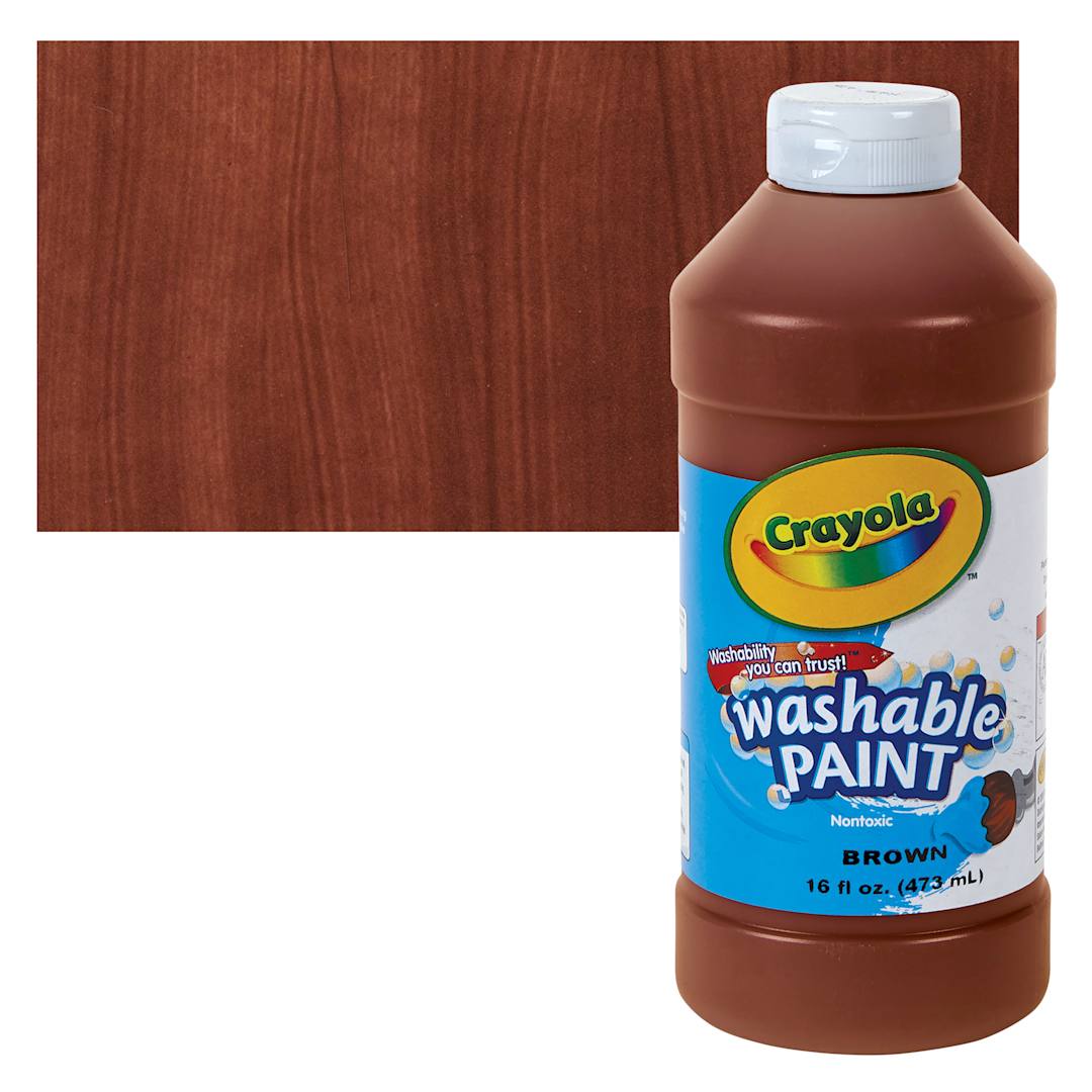 Open in modal - Crayola Washable Paint - Brown, 16 oz bottle and swatch