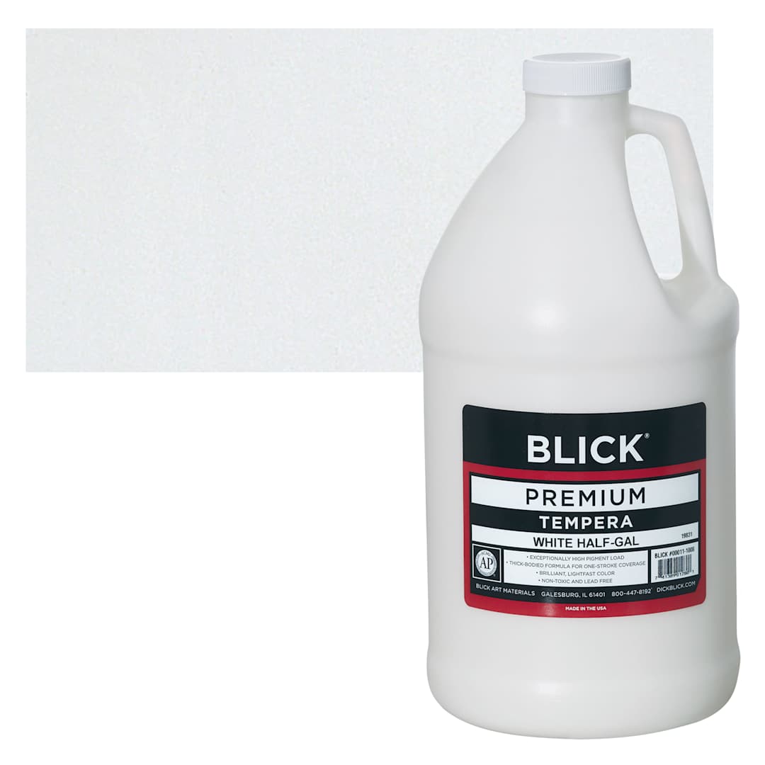 Open in modal - Blick Premium Grade Tempera - White, Half Gallon and swatch