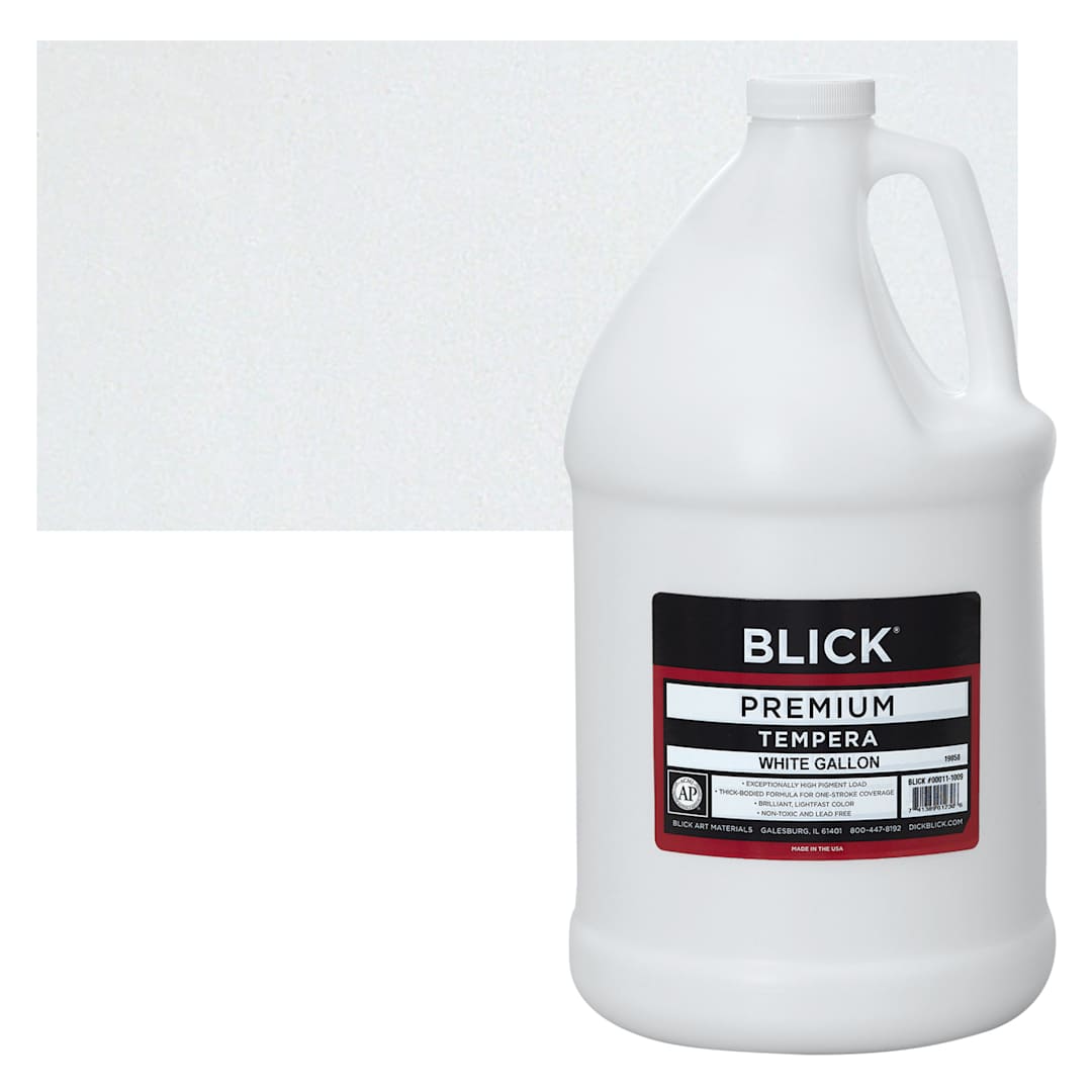 Open in modal - Blick Premium Grade Tempera - White, Gallon and swatch