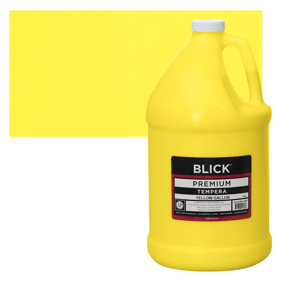 Open in modal - Blick Premium Grade Tempera - Yellow, Gallon and swatch