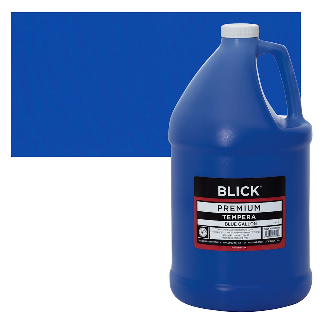 Open in modal - Blick Premium Grade Tempera - Blue, Gallon and swatch