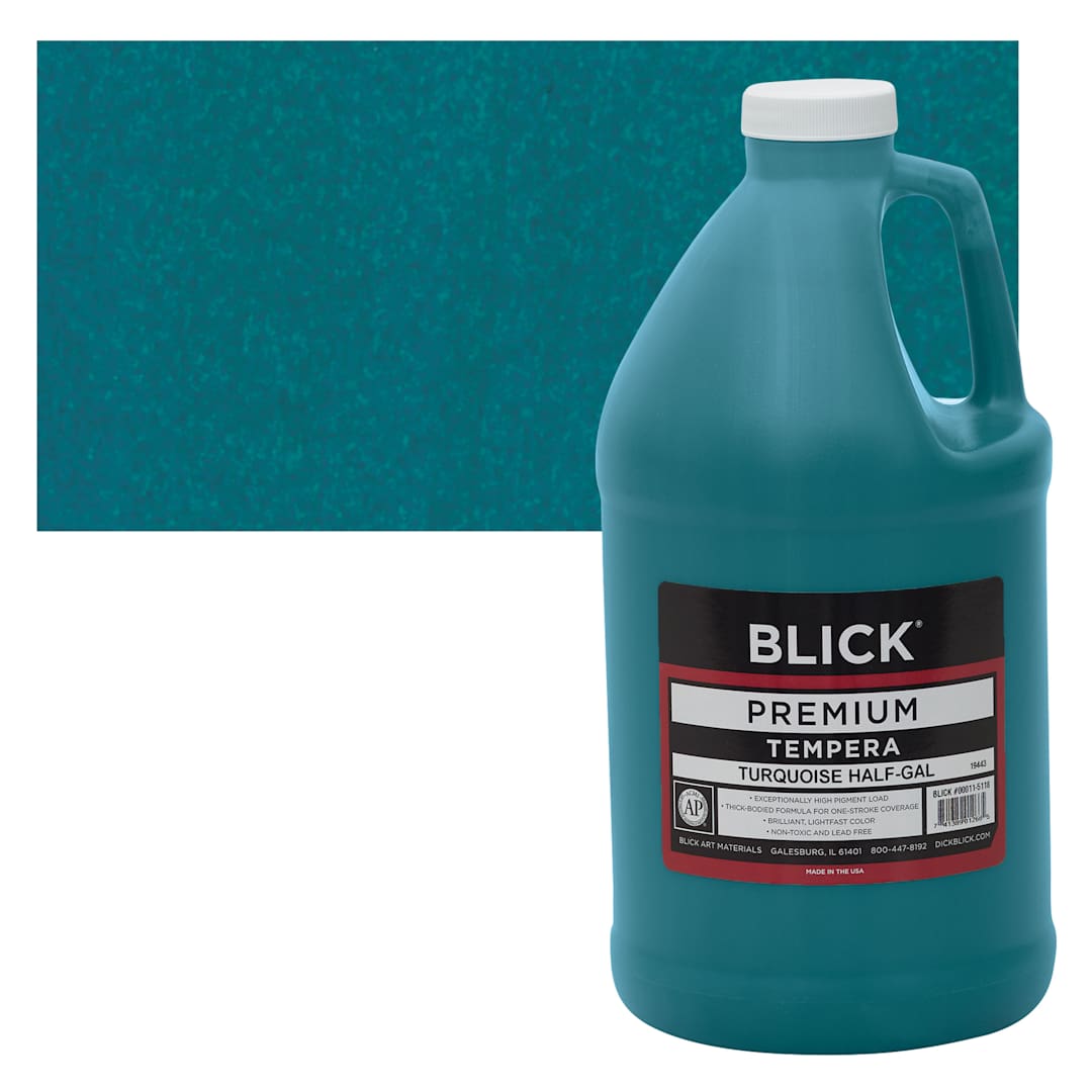 Open in modal - Blick Premium Grade Tempera - Turquoise, Half Gallon and swatch