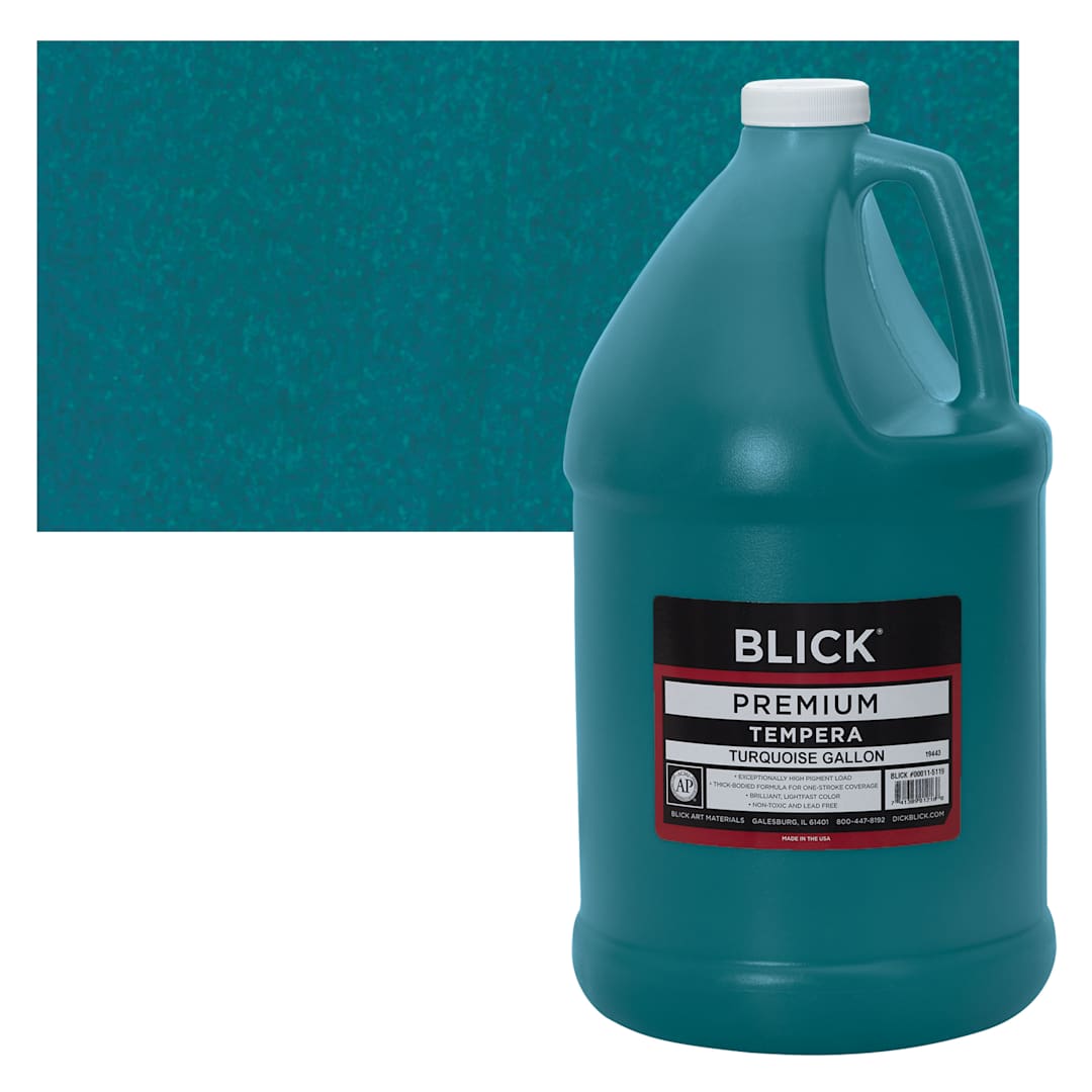 Open in modal - Blick Premium Grade Tempera - Turquoise, Gallon and swatch