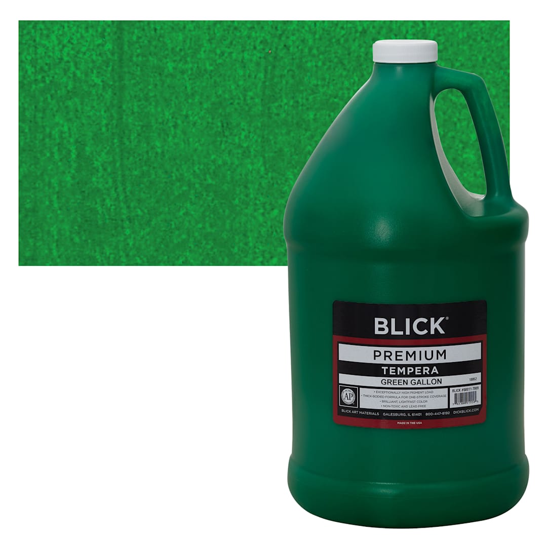 Open in modal - Blick Premium Grade Tempera - Green, Gallon and swatch