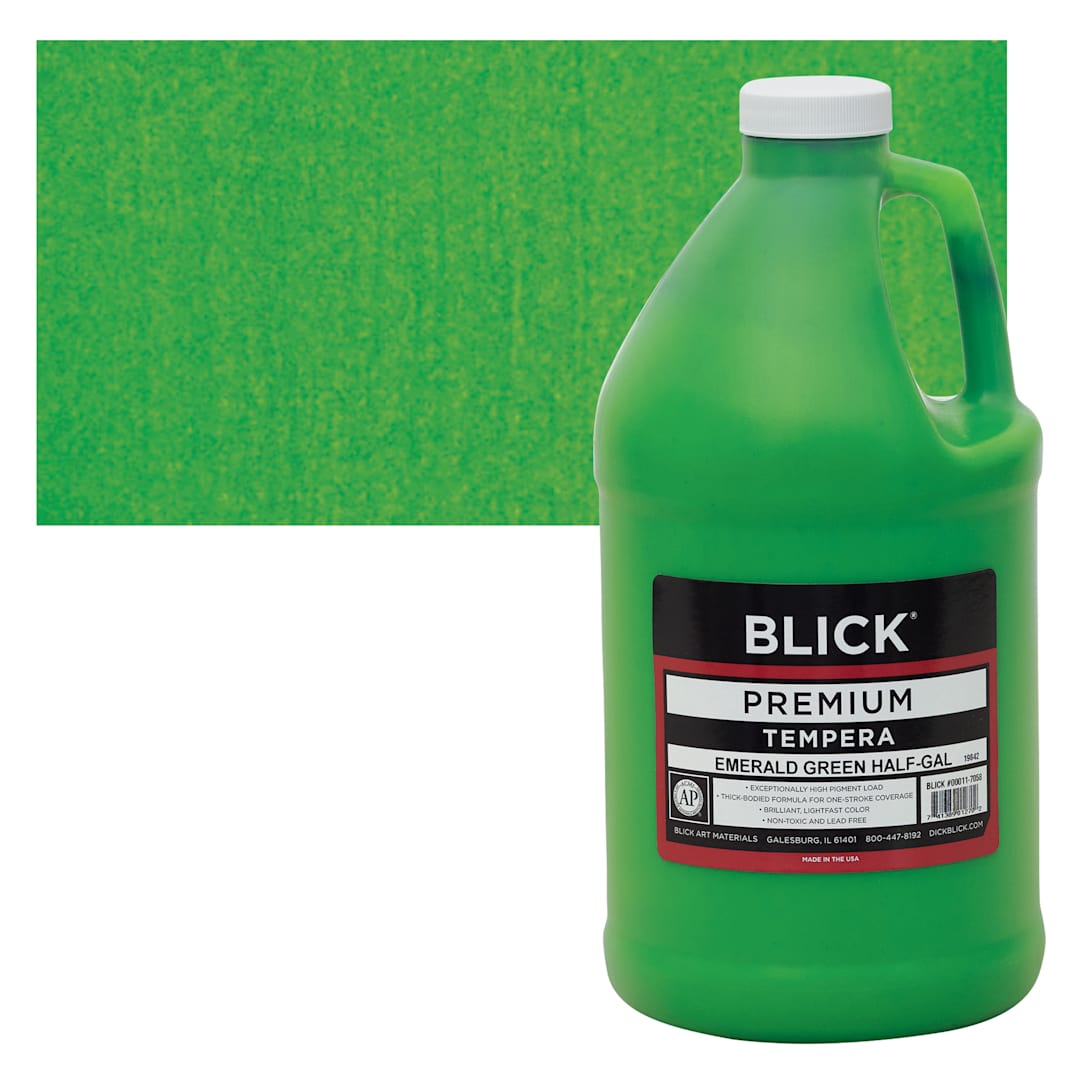 Open in modal - Blick Premium Grade Tempera - Emerald Green, Half Gallon and swatch