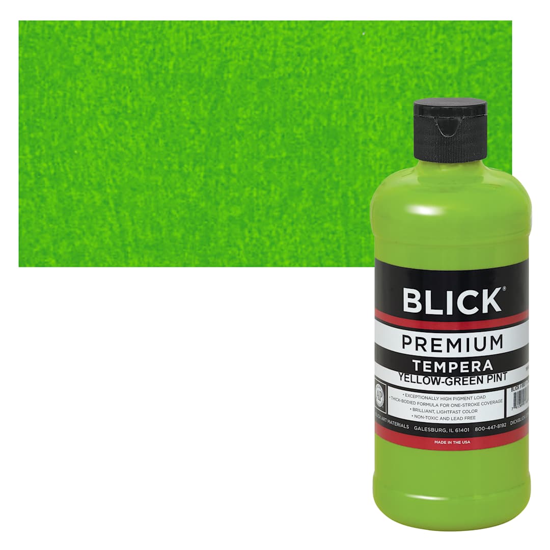 Open in modal - Blick Premium Grade Tempera - Yellow-Green, Pint and swatch