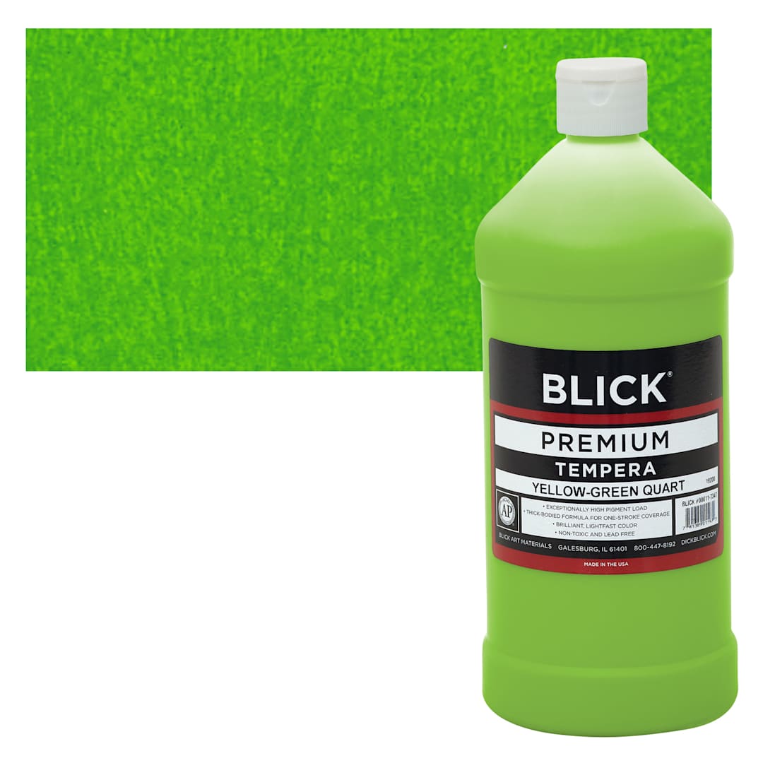 Open in modal - Blick Premium Grade Tempera - Yellow-Green, Quart and swatch