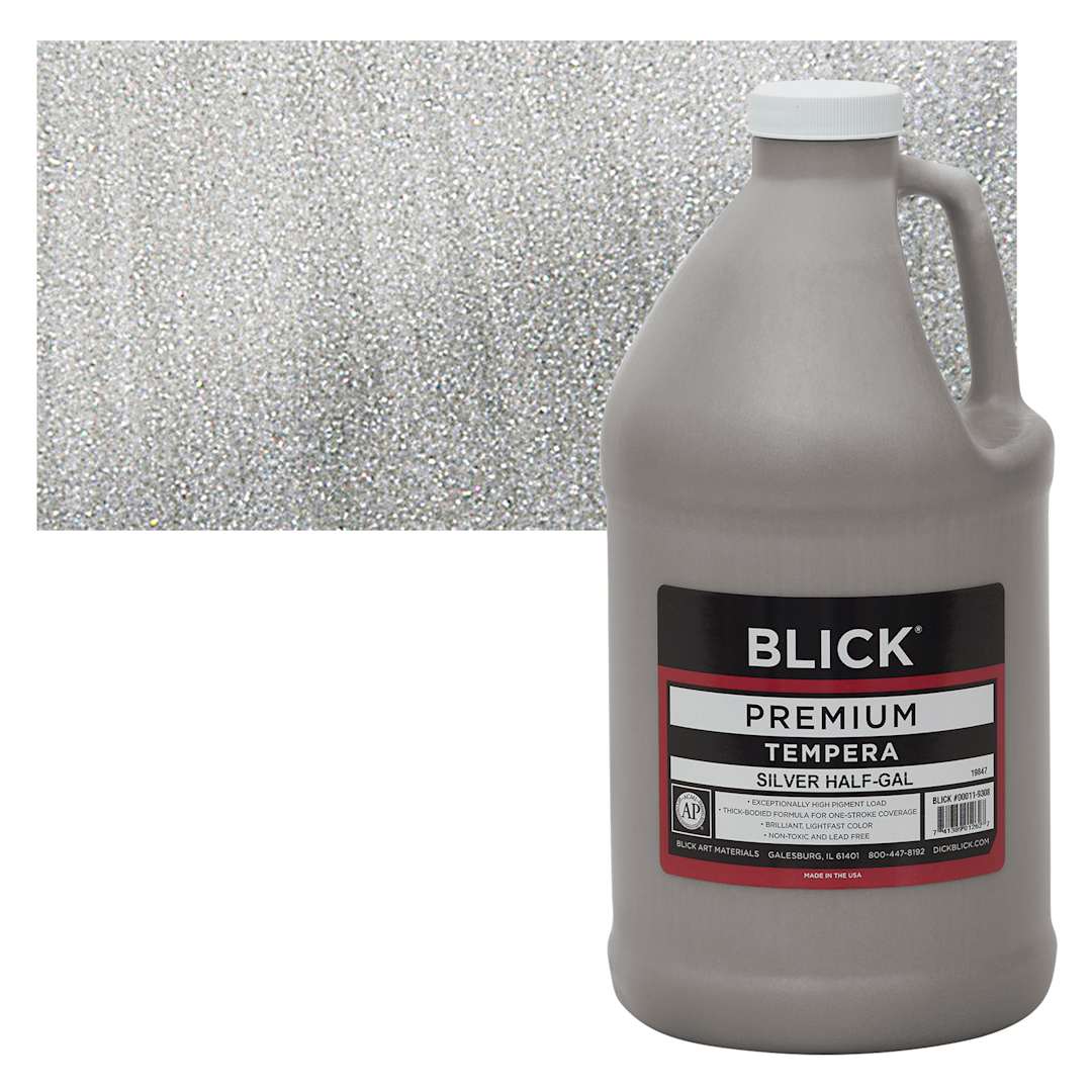 Open in modal - Blick Premium Grade Tempera - Silver, Half Gallon and swatch