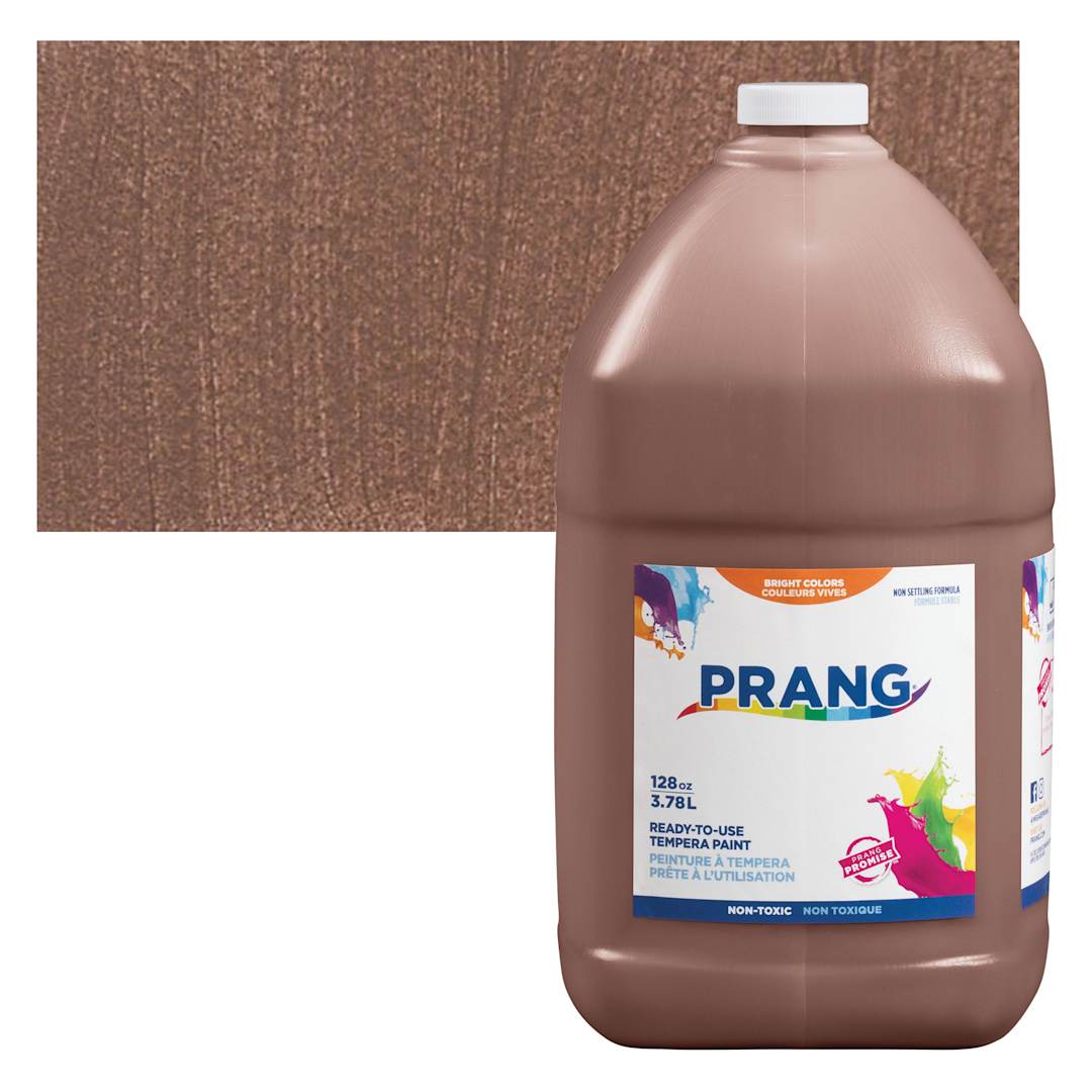 Open in modal - Prang Ready-To-Use Tempera Paint - Brown, Gallon bottle and swatch