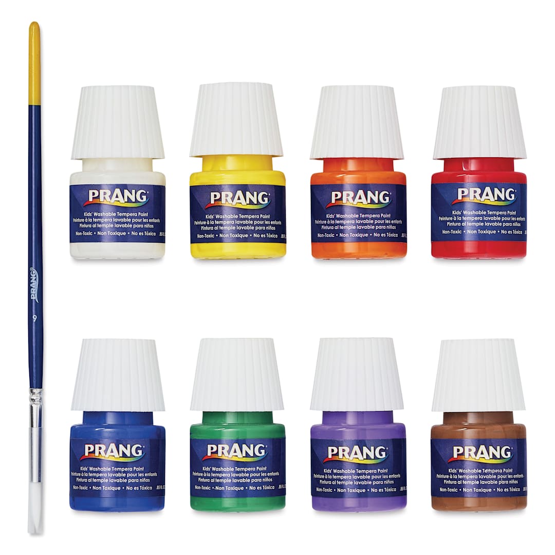 Open in modal - Prang Ready-To-Use Washable Tempera Paints - Assorted Colors, Set of 8 with Brush