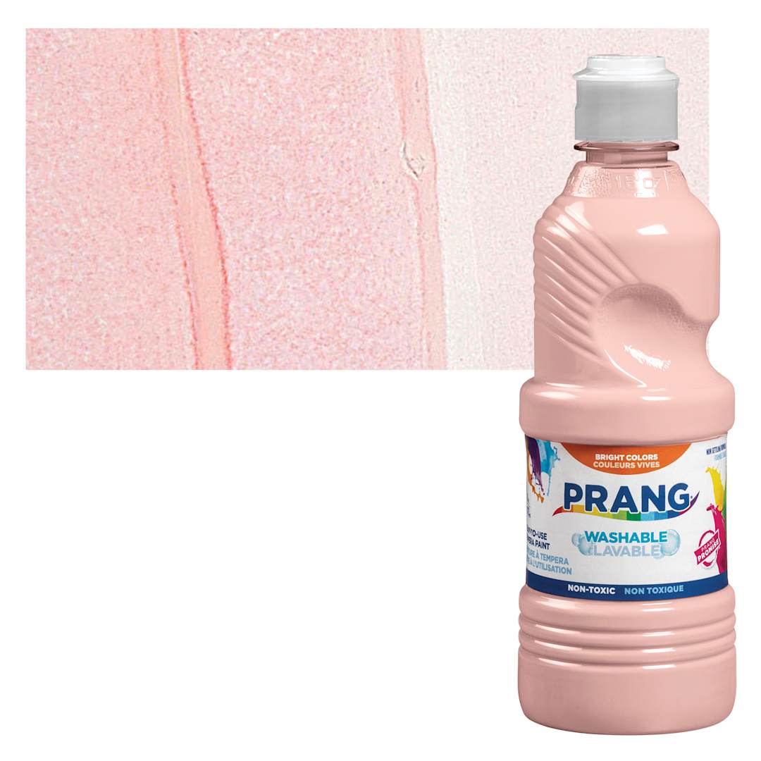 Open in modal - Prang Ready-To-Use Washable Tempera Paint - Peach, 16 oz bottle and swatch