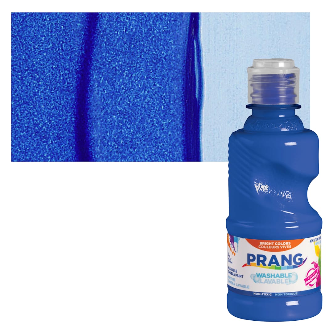 Open in modal - Prang Ready-To-Use Washable Tempera Paints - Blue, 8 oz bottle and swatch