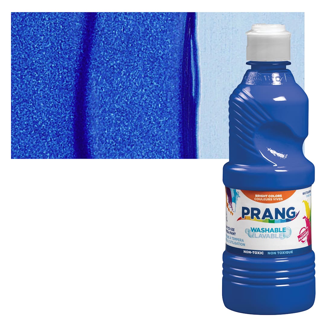 Open in modal - Prang Ready-To-Use Washable Tempera Paint - Blue, 16 oz bottle and swatch