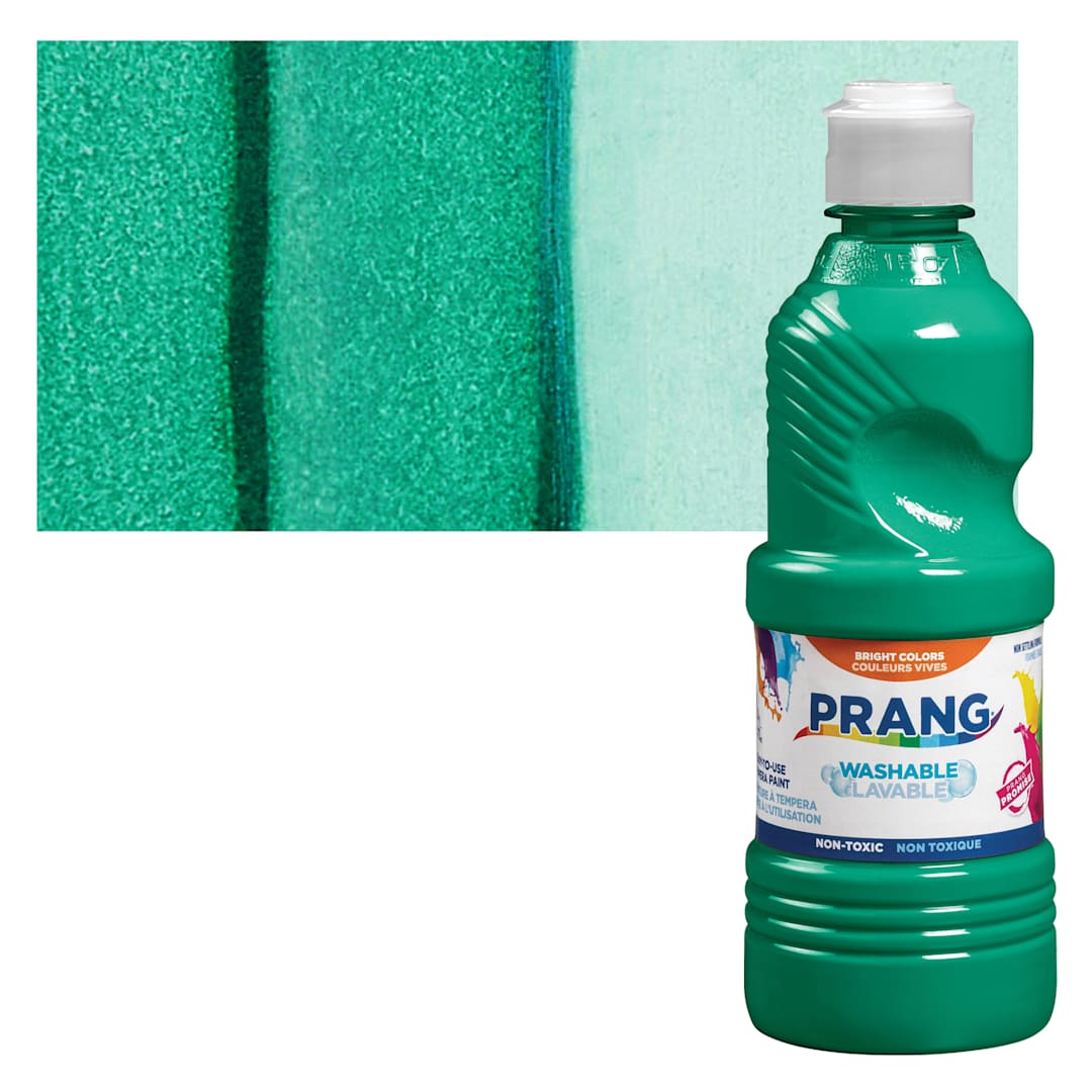 Open in modal - Prang Ready-To-Use Washable Tempera Paint - Green, 16 oz bottle and swatch