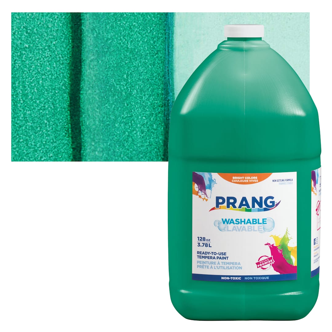 Open in modal - Prang Ready-To-Use Washable Tempera Paint - Green, Gallon and swatch