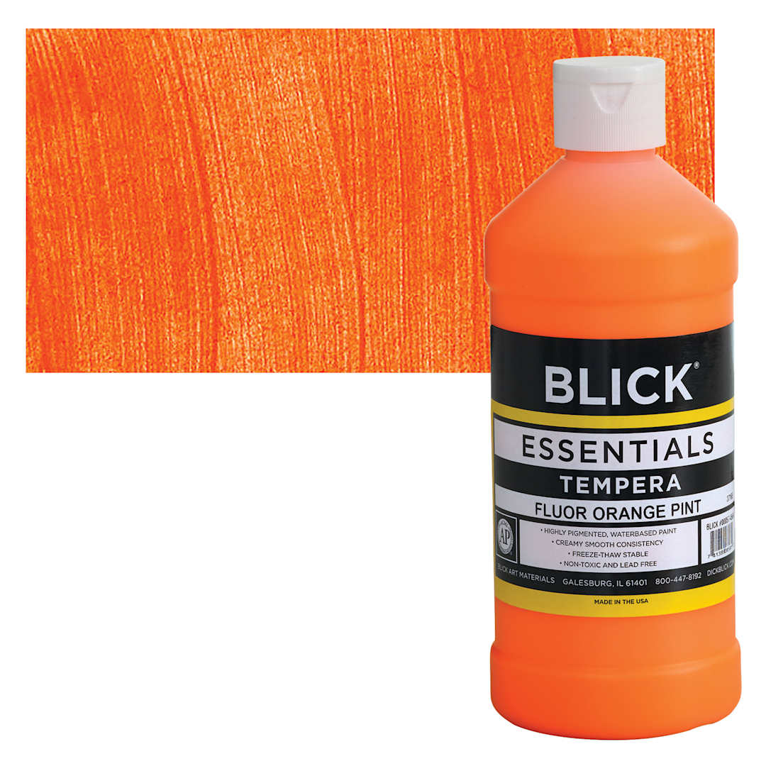 Open in modal - Blick Essentials Tempera - Fluorescent Orange, Pint and swatch