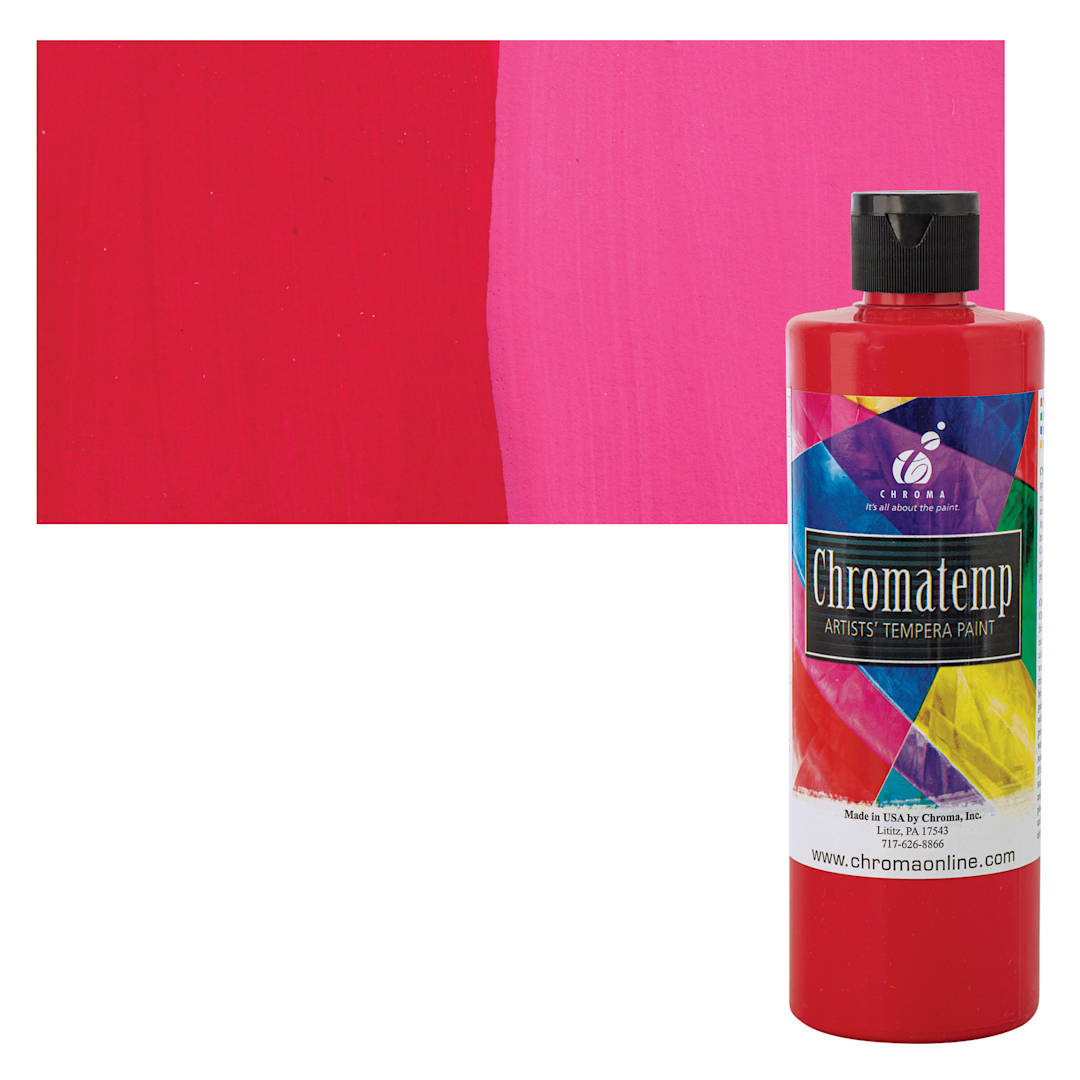 Open in modal - Chroma Chromatemp Artists' Tempera Paint - Red, Pint and swatch