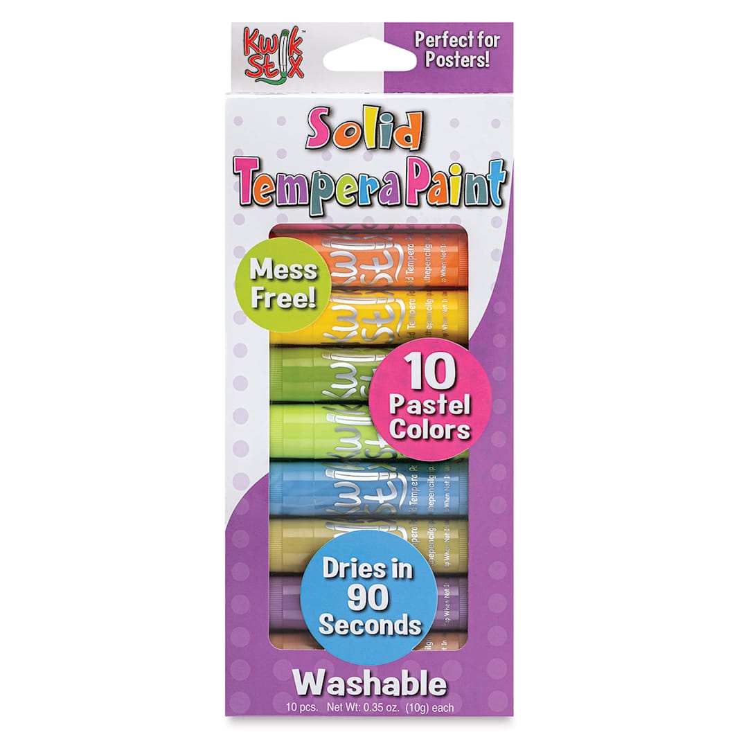 Open in modal - Kwik Stix Tempera Paint - Pastel Colors, Set of 10 (Front of packaging)