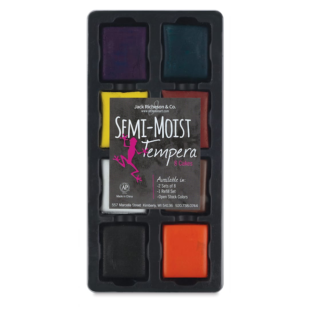 Open in modal - Richeson Semi-Moist Tempera Cake - 8-Color Primary Set with Tray