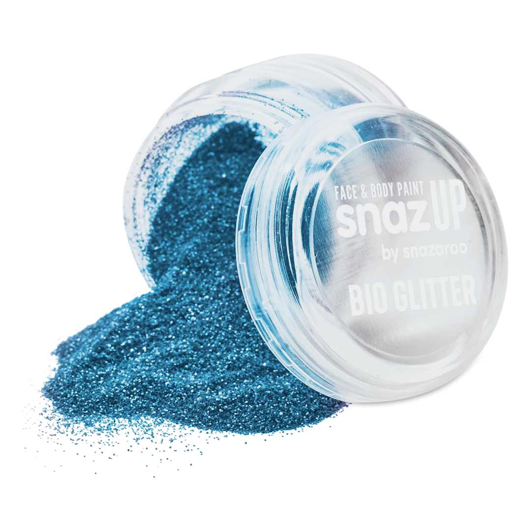 Open in modal - Snazaroo Face & Body Bio Glitter - Sky Blue, Fine, 5 g (Glitter spilling out of jar)