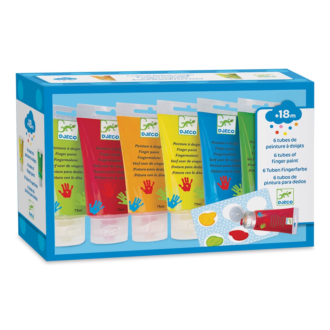Open in modal - Djeco Finger Paint Tubes - Classic Colors, Set of 6 (In package)