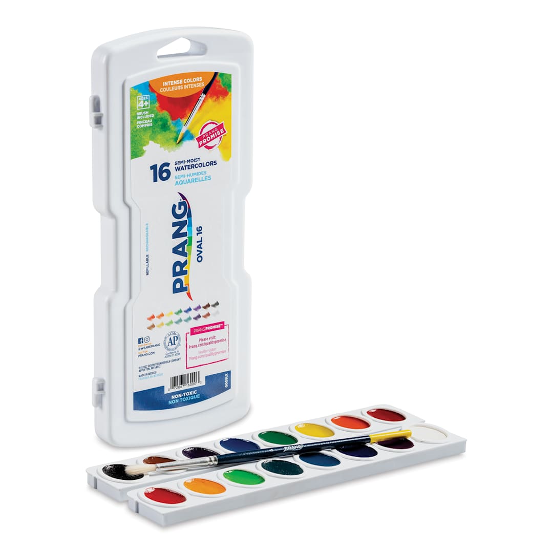 Open in modal - Prang Watercolor Pans - Oval, Assorted, Set of 16 colors