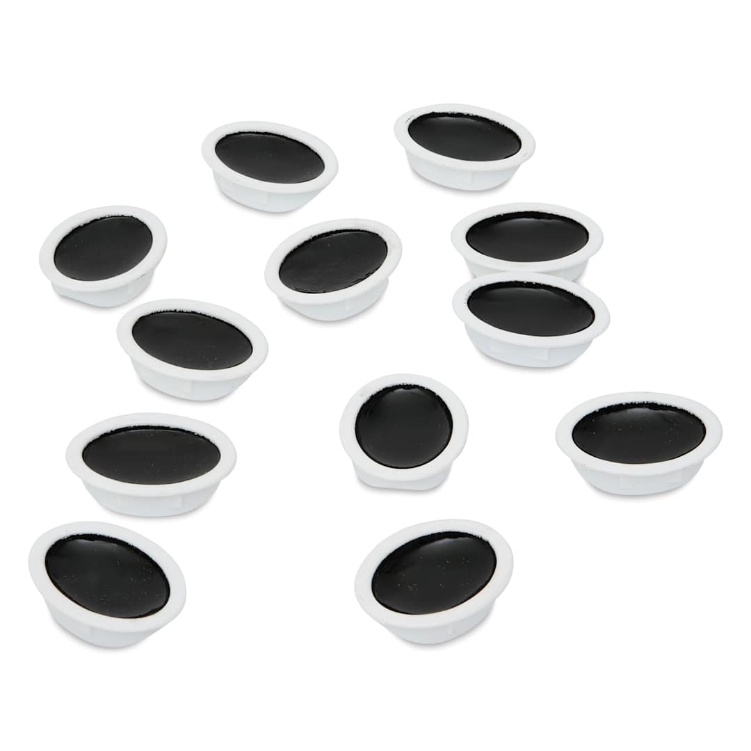 Open in modal - Prang Watercolor Refills - Oval, Pkg of 12 Black, Half Pans