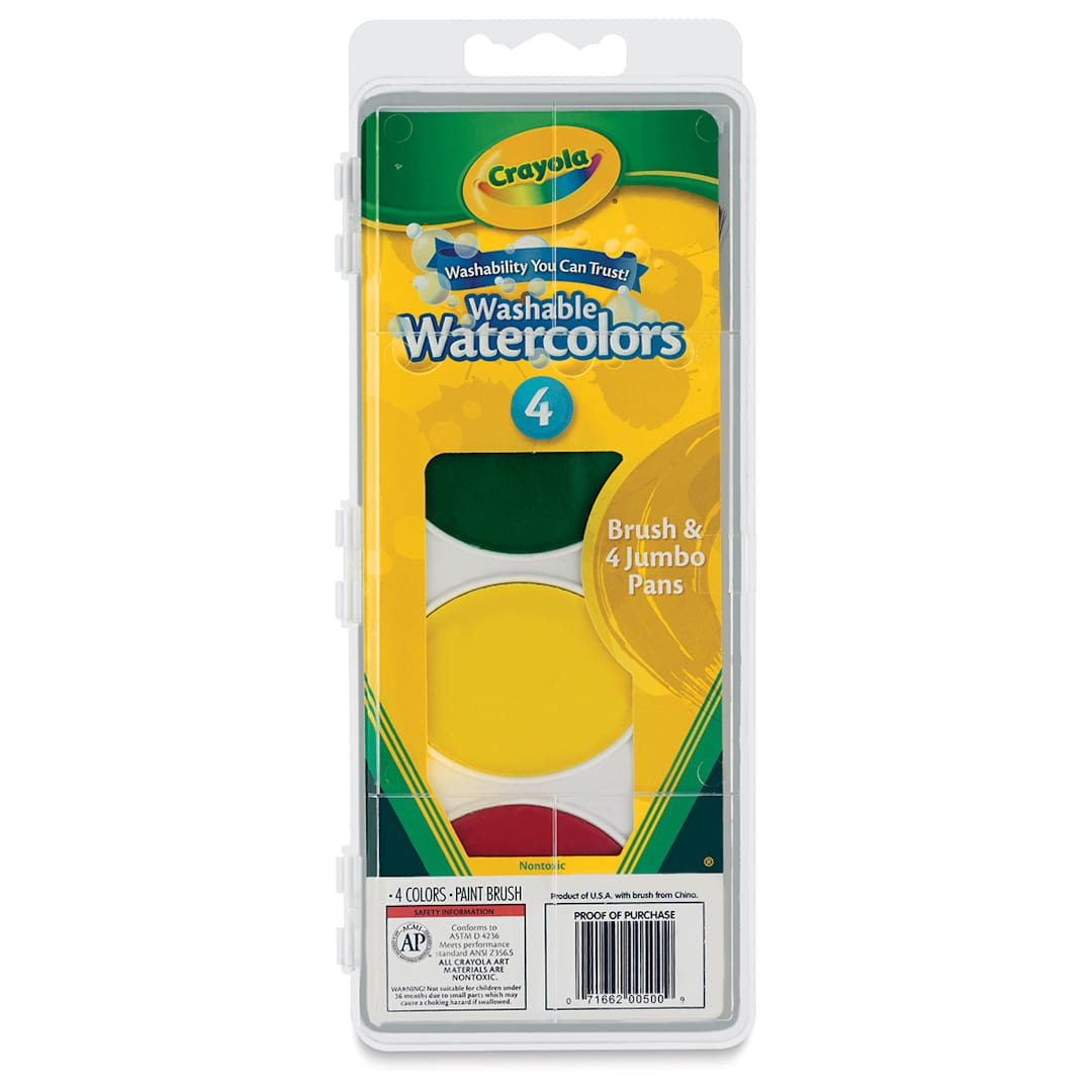 Open in modal - Crayola Washable Watercolor Pans - Oval, Set of 4, Jumbo