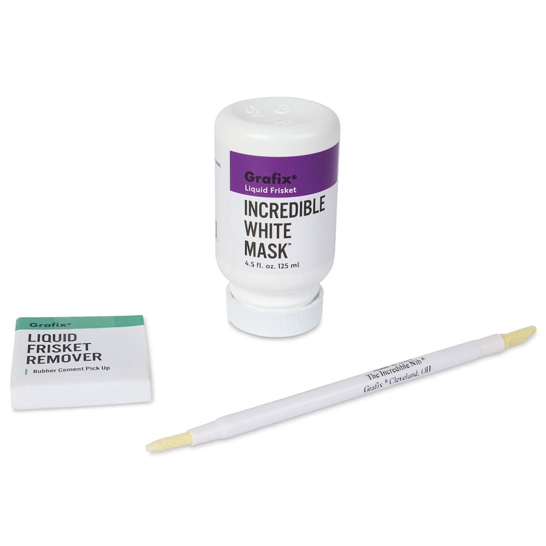 Open in modal - Grafix Incredible White Mask Frisket Kit - Liquid Frisket and The Incredible Nib Kit, Small