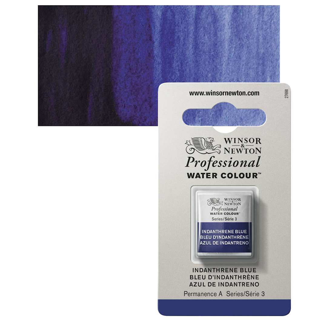 Open in modal - Winsor & Newton Professional Watercolor - Indanthrene Blue, Half Pan and swatch