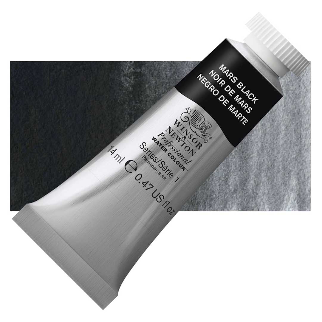 Open in modal - Winsor & Newton Professional Watercolor - Mars Black, 14 ml Tube and swatch