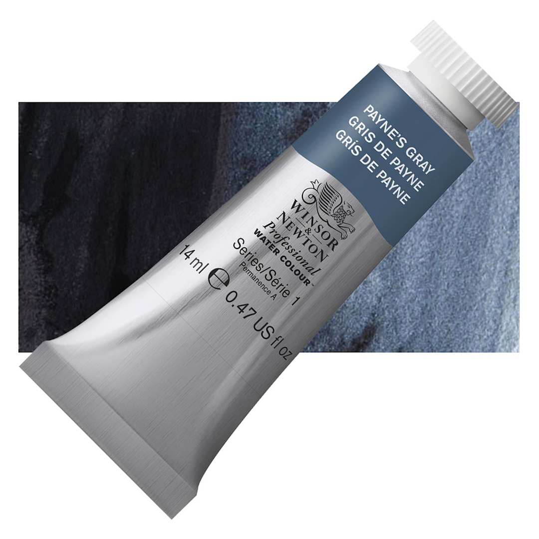 Open in modal - Winsor & Newton Professional Watercolor - Payne's Gray, 14 ml Tube and swatch