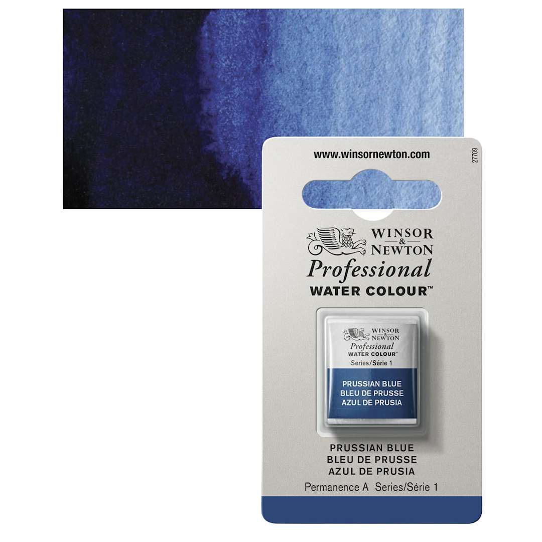 Open in modal - Winsor & Newton Professional Watercolor - Prussian Blue, Half Pan and swatch