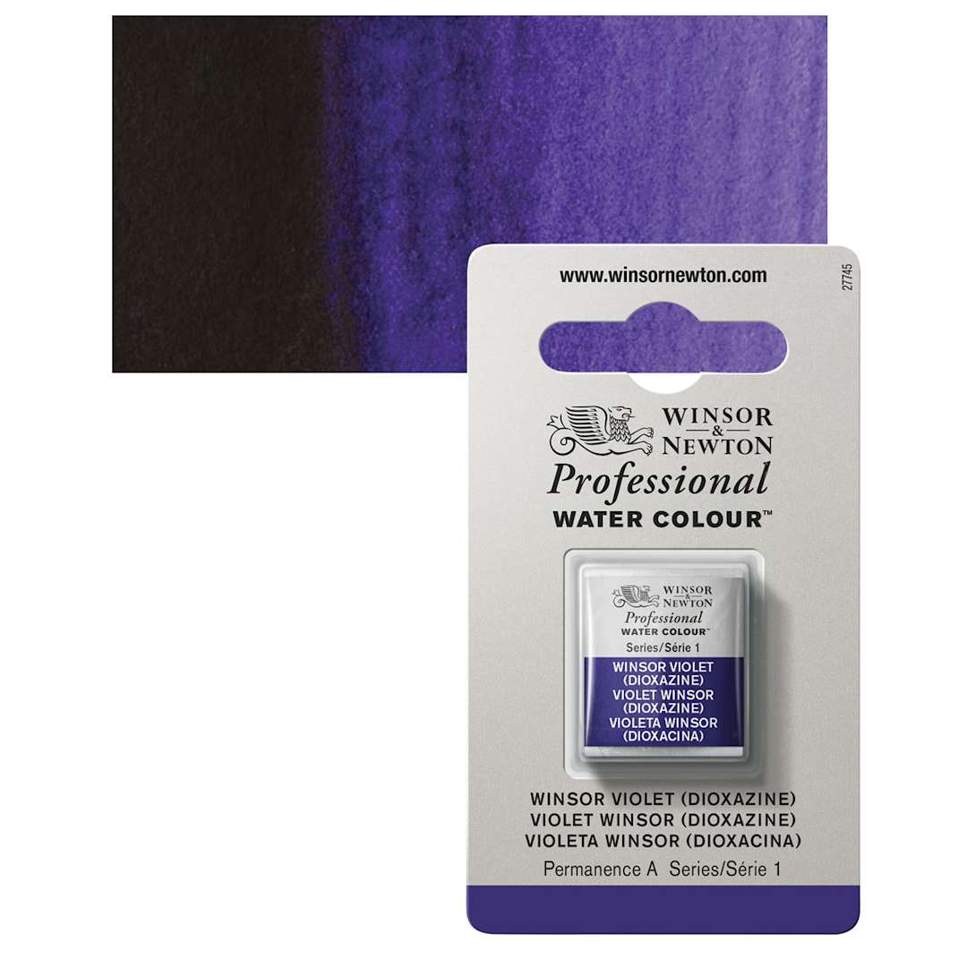 Open in modal - Winsor & Newton Professional Watercolor - Winsor Violet, Half Pan and swatch