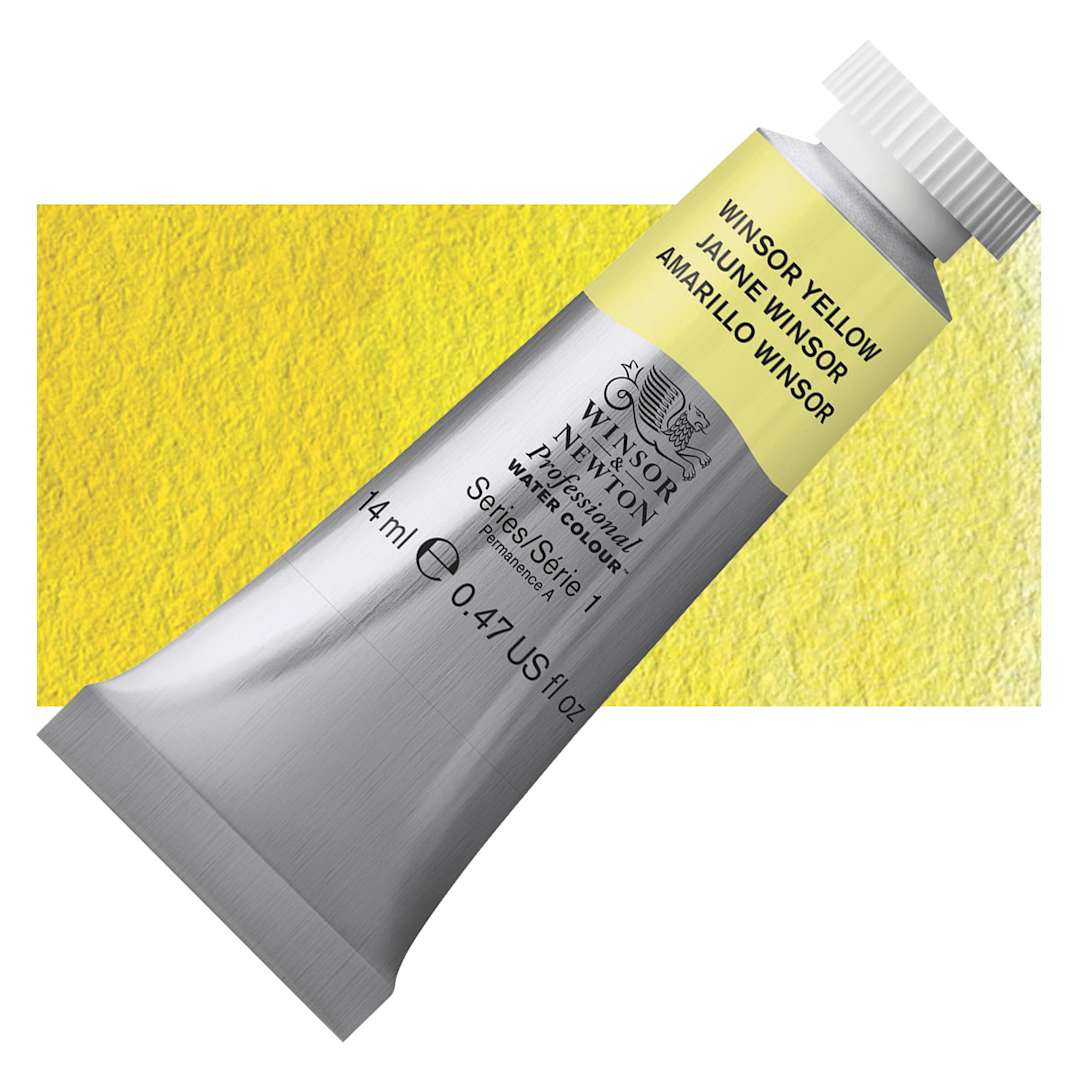 Open in modal - Winsor & Newton Professional Watercolor - Winsor Yellow, 14 ml Tube and swatch