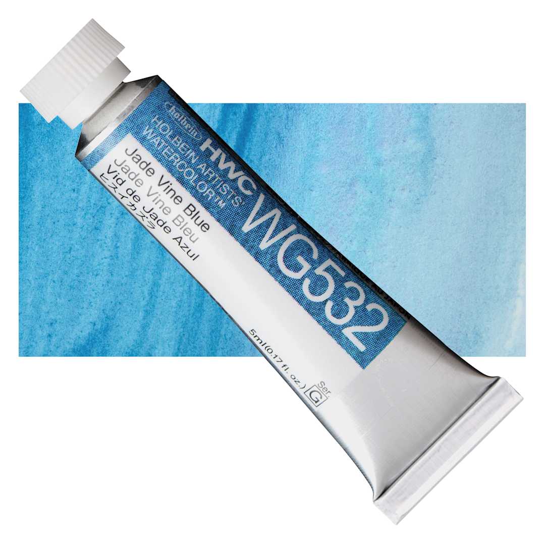 Open in modal - Holbein Artists' Watercolor - Jade Vine Blue, 5 ml tube and swatch