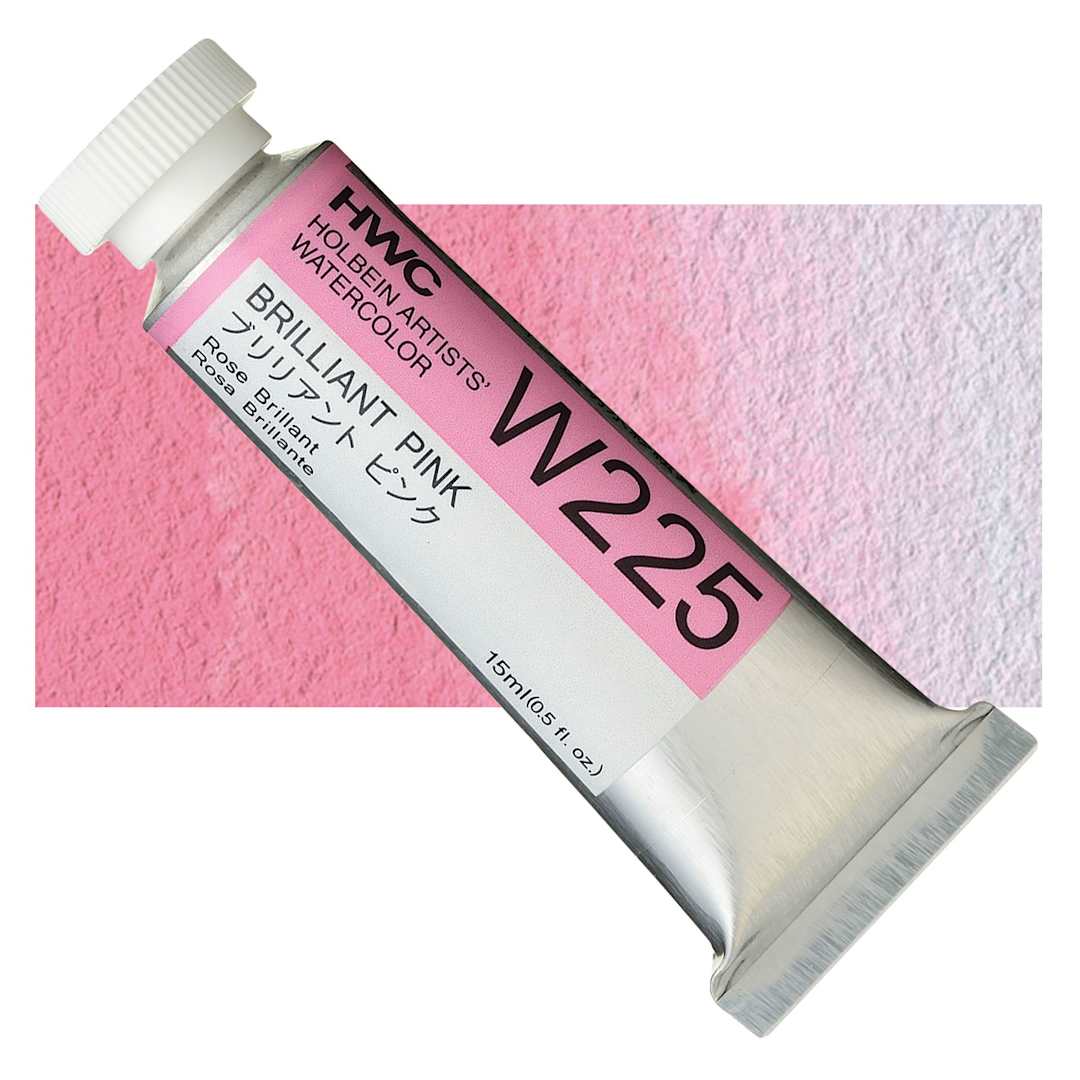 Open in modal - Holbein Artists' Watercolor - Brilliant Pink, 15 ml tube and swatch
