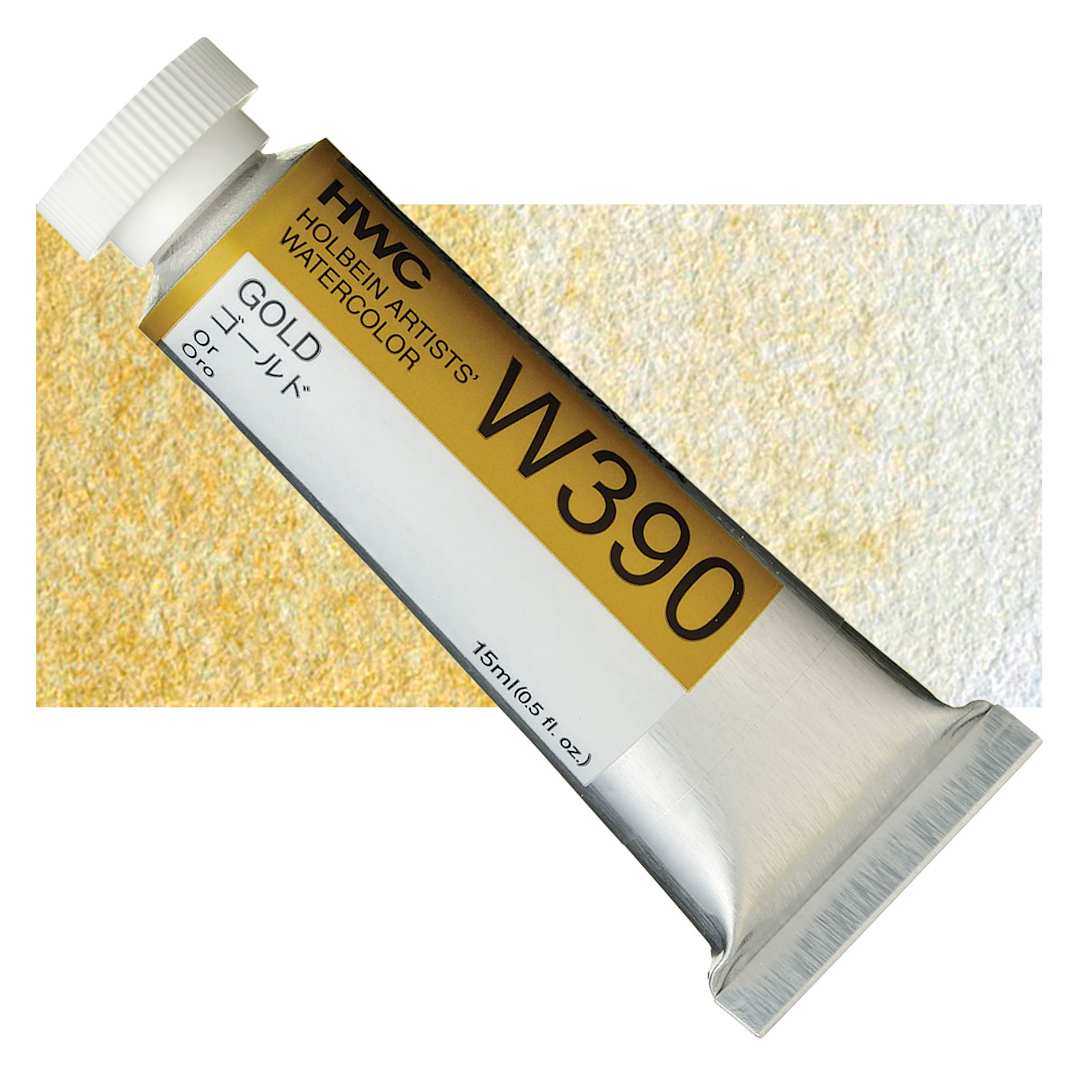 Open in modal - Holbein Artists' Watercolor - Gold, 15 ml tube and swatch