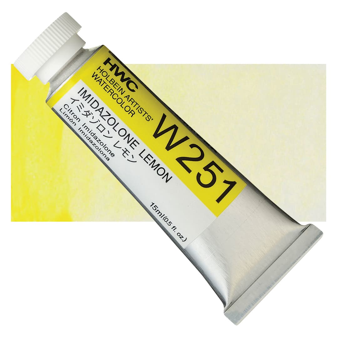 Open in modal - Holbein Artists' Watercolor - Imidazolone Lemon, 15 ml tube and swatch