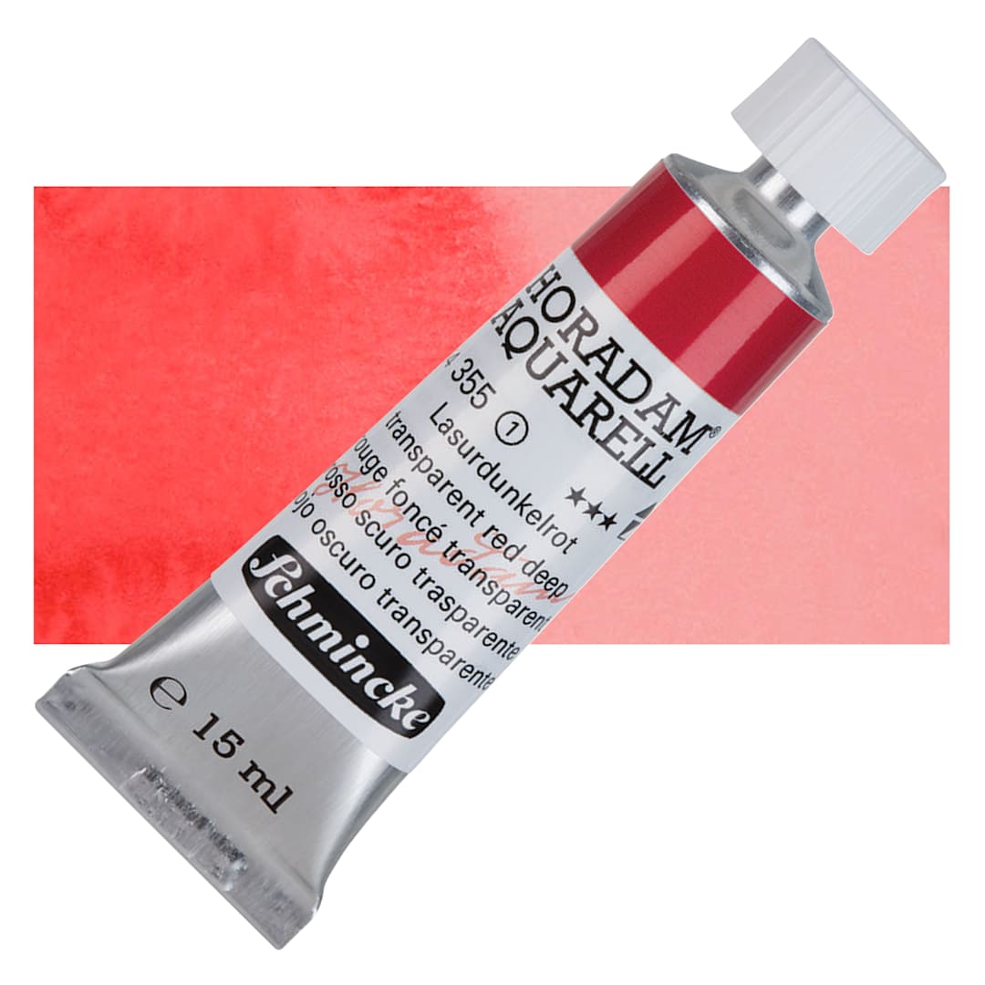 Open in modal - Schmincke Horadam Aquarell Watercolor - Transparent Red Deep, 15 ml tube and swatch