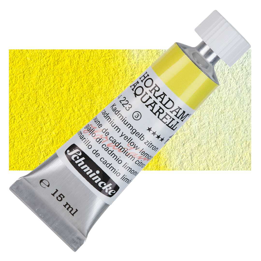 Open in modal - Schmincke Horadam Aquarell Watercolor - Cadmium Yellow Lemon, 15 ml tube and swatch