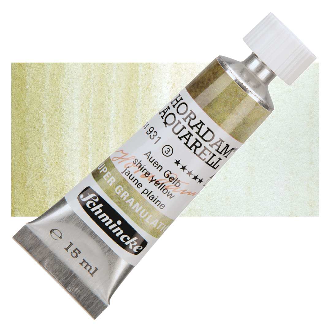 Open in modal - Schmincke Horadam Aquarell Artist Watercolor - Shire Yellow, Supergranulation, 15 ml, Tube and swatch