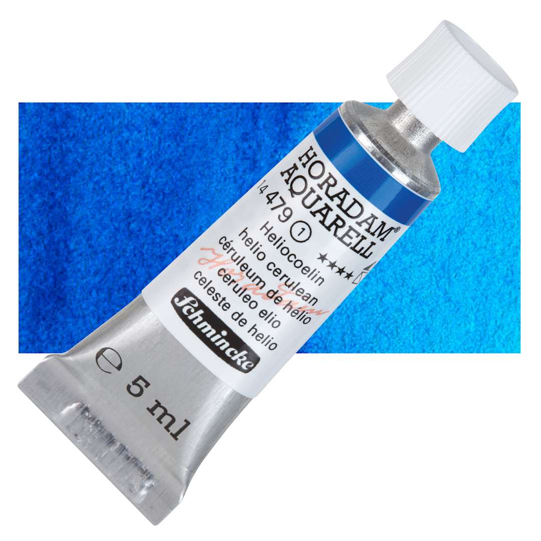 Open in modal - Schmincke Horadam Aquarell Watercolor - Helio Cerulean, 5 ml tube and swatch