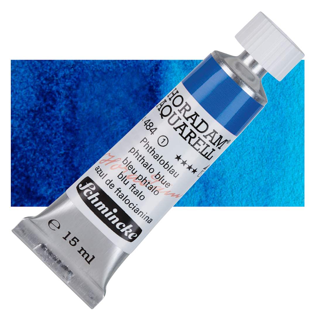 Open in modal - Schmincke Horadam Aquarell Watercolor - Phthalo Blue, 15 ml tube and swatch