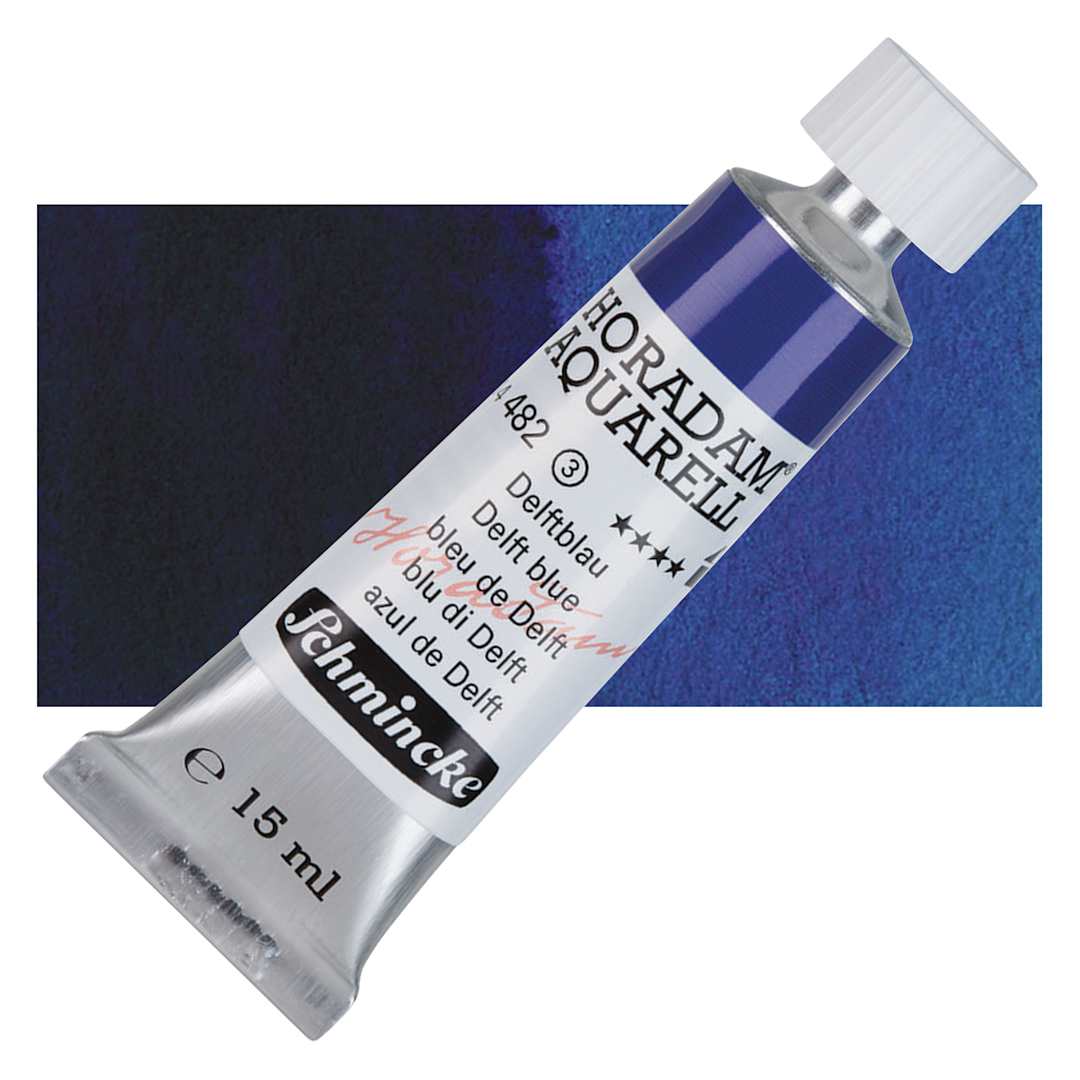 Open in modal - Schmincke Horadam Aquarell Artist Watercolor - Delft Blue, 15 ml tube and swatch